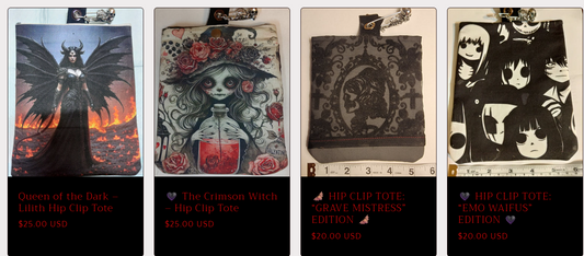 Fashion for the Possessed: Our Hip Clip Totes Gothic Pockets for the Fashionably Haunted