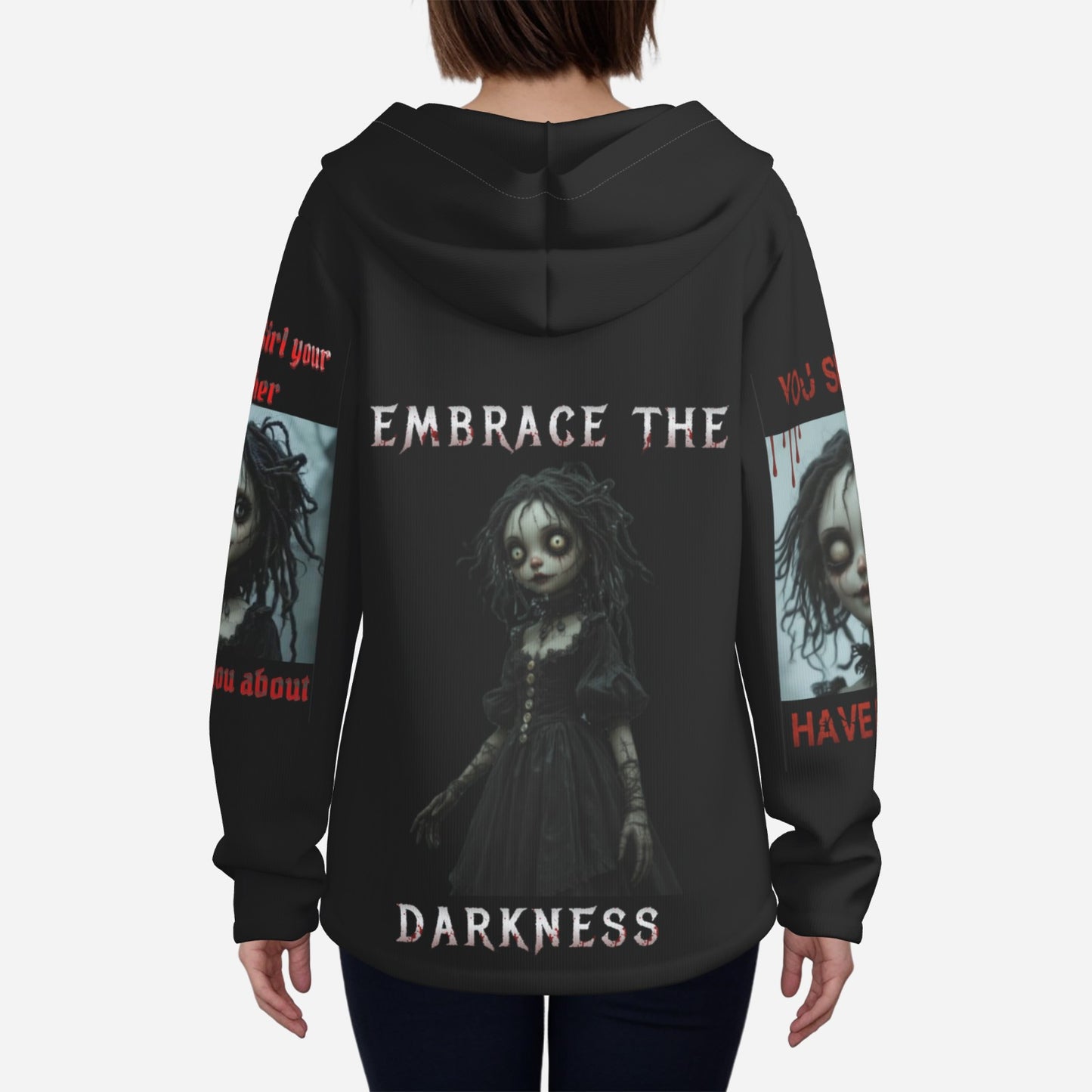 “Embrace the Darkness” Hoodie ft. Annie Umbra Morții