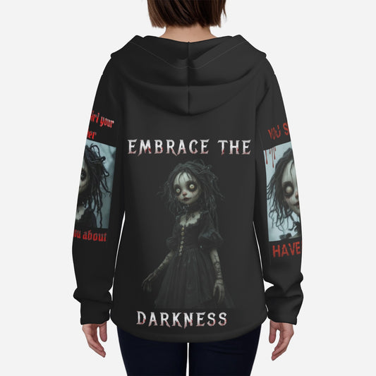 “Embrace the Darkness” Hoodie ft. Annie Umbra Morții