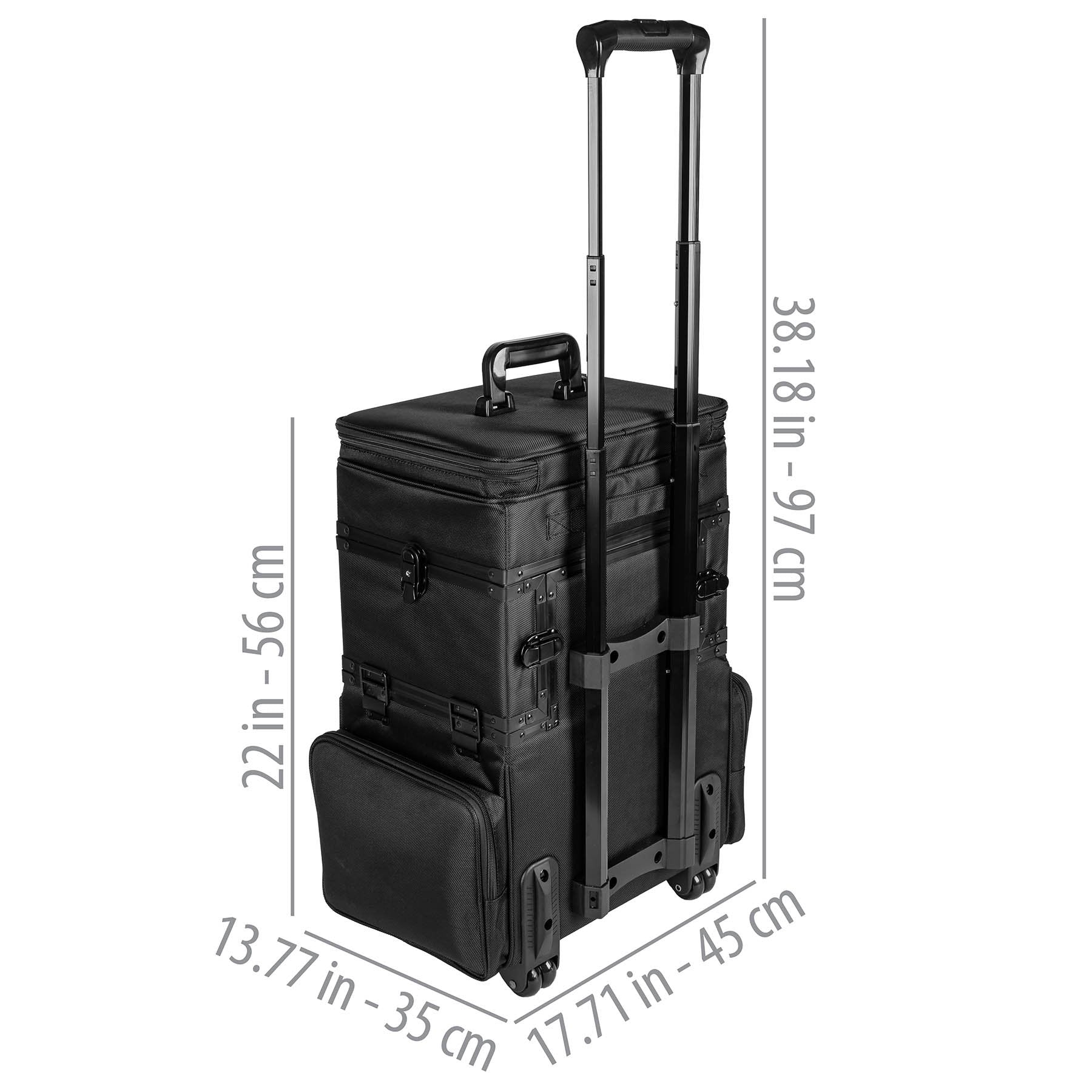 SHANY Large Travel Makeup Trolley Storage Case - BLACK-3