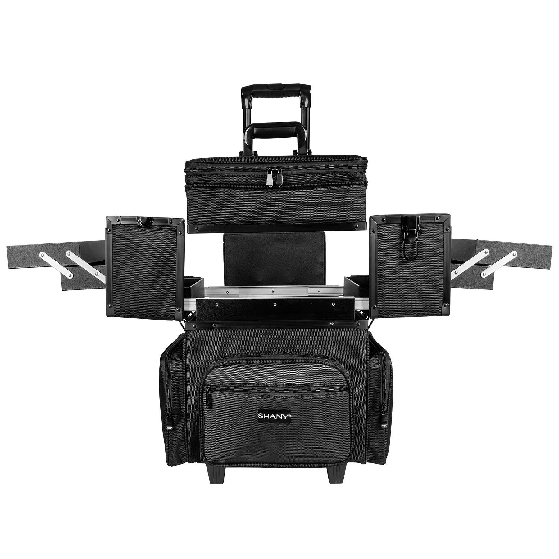 SHANY Large Travel Makeup Trolley Storage Case - BLACK-1