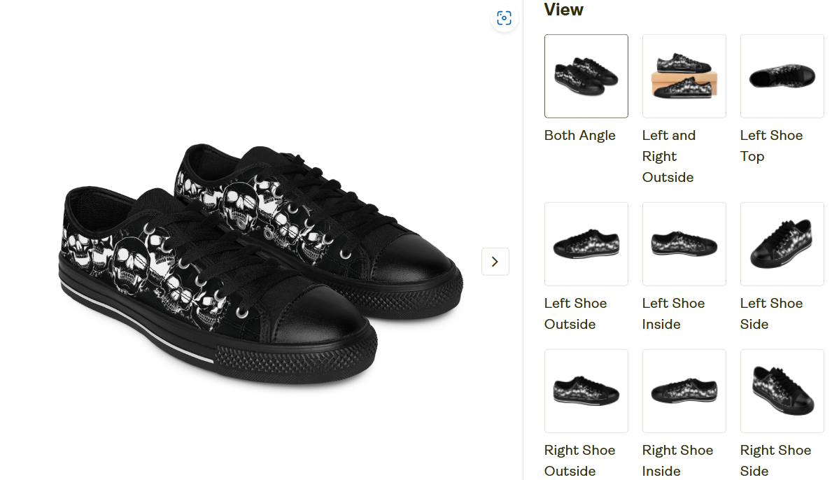 Goth Laughing Skulls Low-Top Sneakers – Black & White