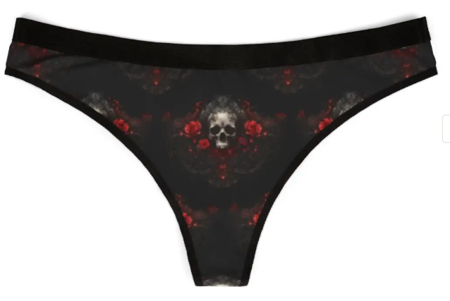 Crimson Requiem Women's Thongs - Edgy Lingerie for Bold Style