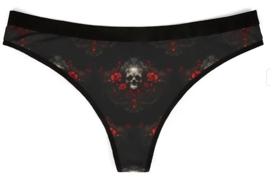 Crimson Requiem Women's Thongs - Edgy Lingerie for Bold Style